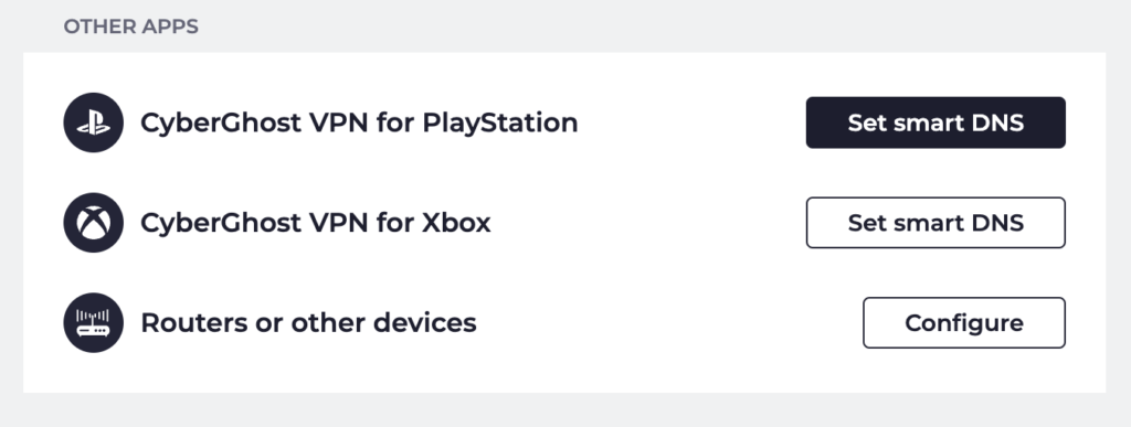 CyberGhost VPNをPlayStationやXboxルーターで使う際の設定項目